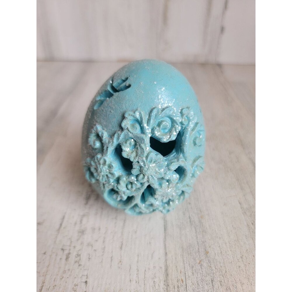 Blue glitter Easter eggs spring butterfly dragonfly home decor